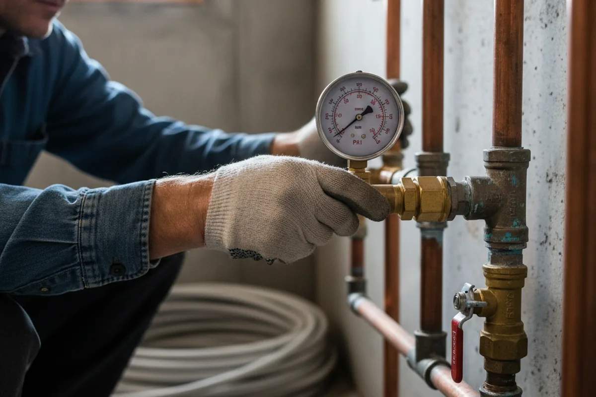 Pressure testing a repaired line during Water Line Repair in San Manuel